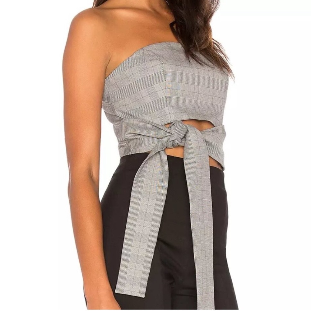 Brand New w/ Tags “We woke up” Gray plaid top from 
C/MEO COLLECTIVE size Small